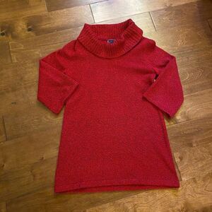 Karen Scott Red Knit Cowl Neck Tunic Size S